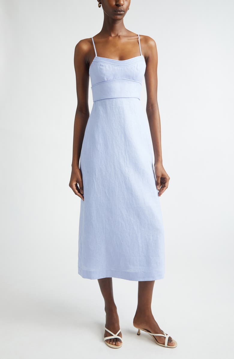Zimmermann Kindred Spirit Luna Linen Midi Dress, Main, color, Sky