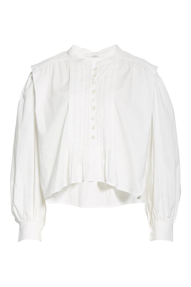 Okina Balloon Sleeve Cotton Blouse, Alternate, color, WHITE