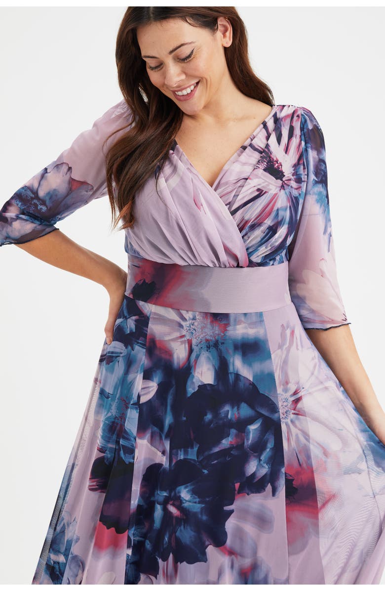 Scarlett & Jo Verity V-Neck 3/4 Sleeve Maxi Dress, Alternate, color, Indigo Rose