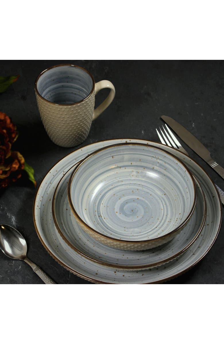 Elama Mellow 16-Piece Dinnerware Set, Alternate, color, Blue