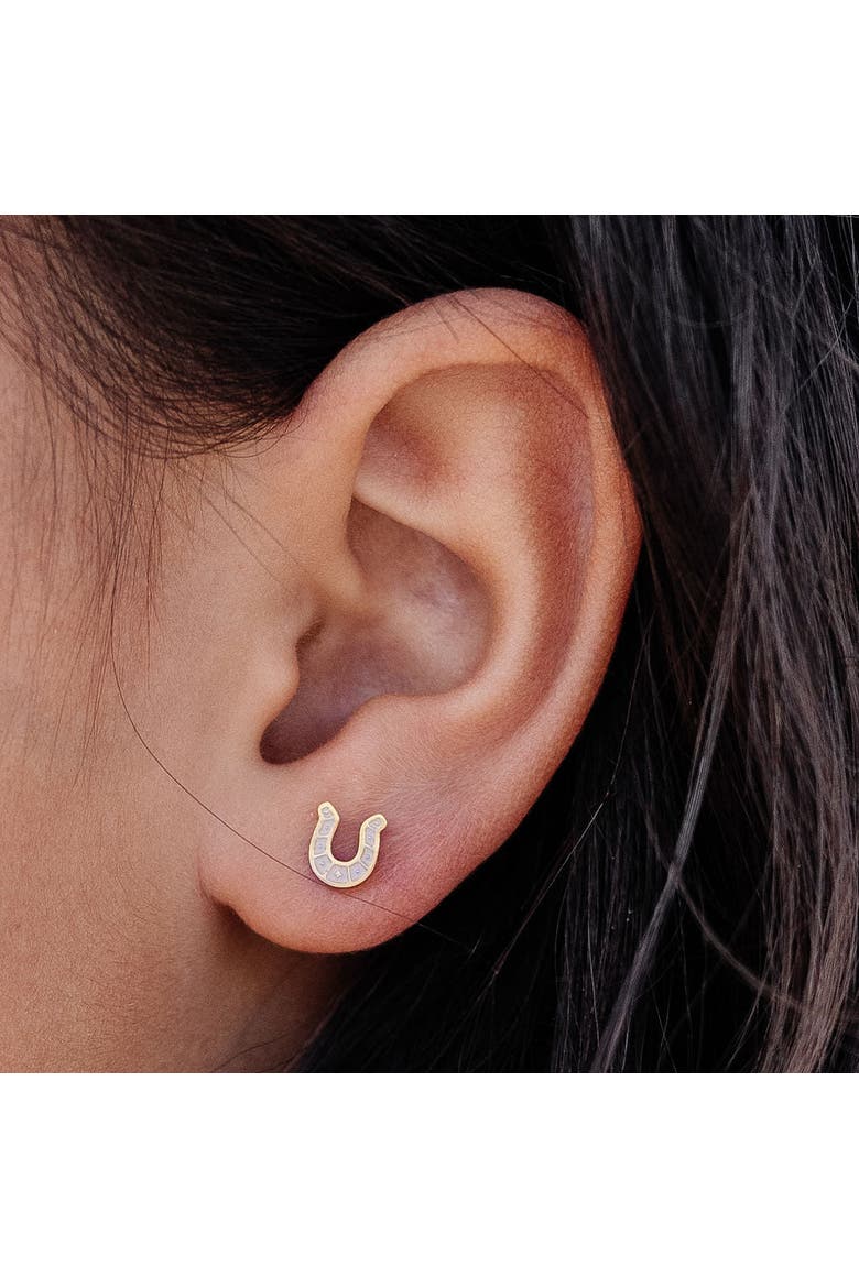 Horseshoe Stud Earrings, Alternate, color, Lilac