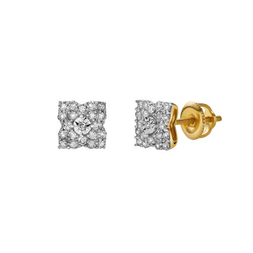Luvmyjewelry Suave 10k Yellow Gold Diamond Unisex Earrings In 10k Yellow Gold
