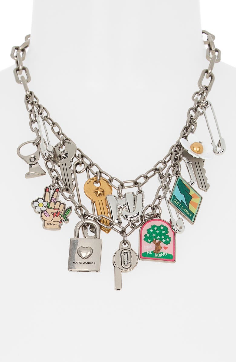 Marc Jacobs Pop Americana Charm Necklace, Alternate, color, Silver/ Multi