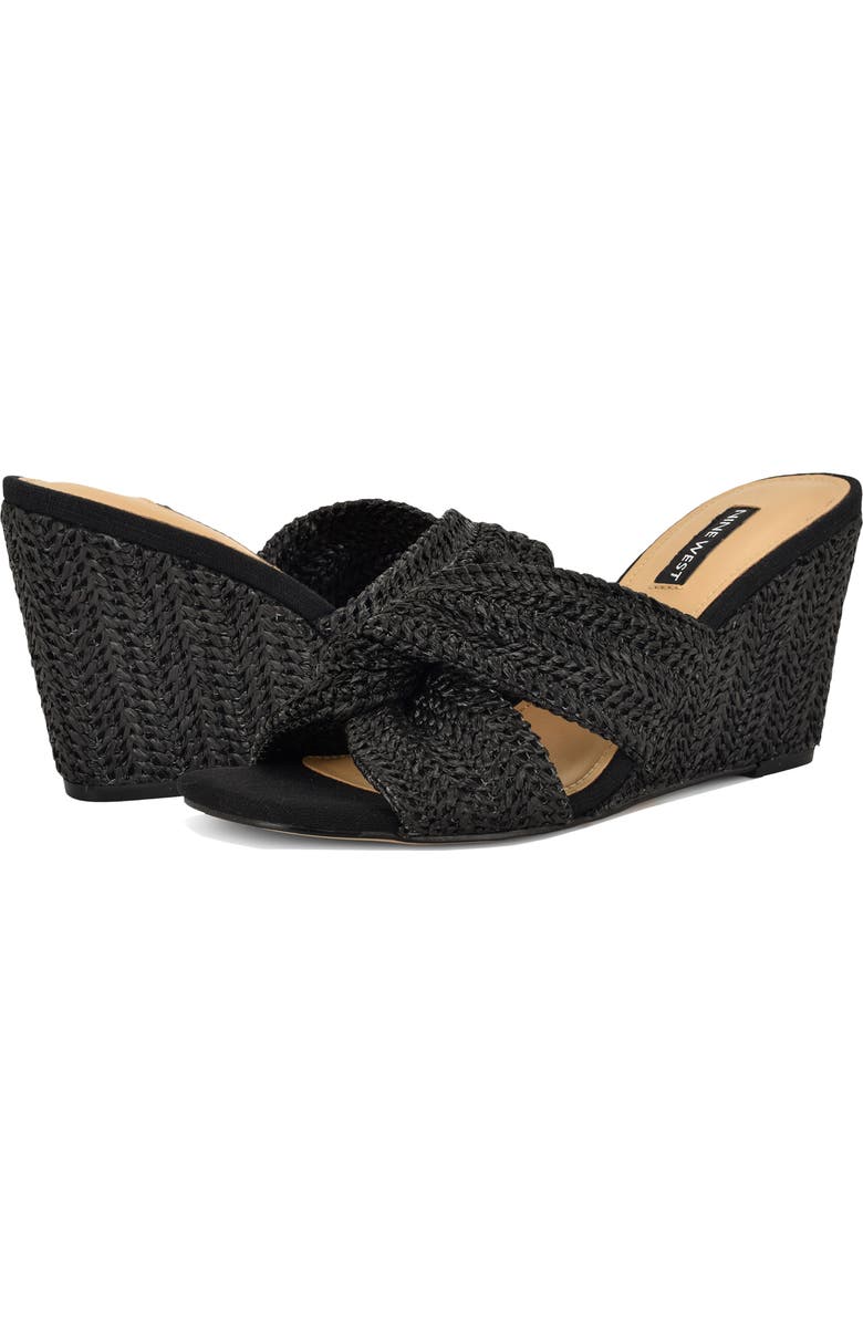 Nine West Nejia Wedge Sandal, Alternate, color, Black
