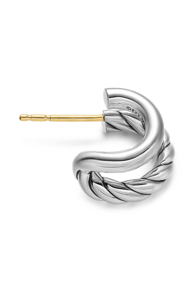 DY Mercer® Double Hoop Huggie Earrings in Sterling Silver, 7.8mm, Alternate, color, SILVER