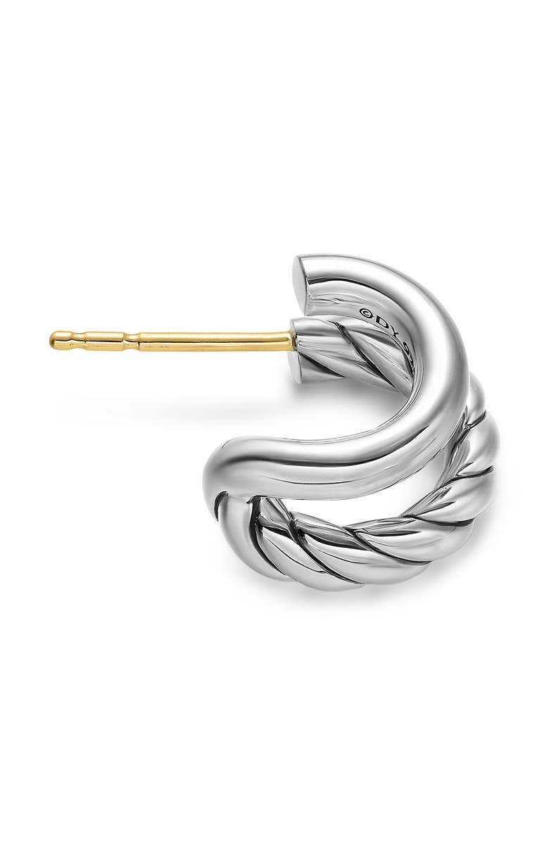 David Yurman DY Mercer<sup>®</sup> Double Hoop Huggie Earrings in Sterling Silver, 7.8mm, Alternate, color, Silver