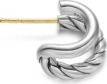 DY Mercer<sup>®</sup> Double Hoop Huggie Earrings in Sterling Silver, 7.8mm