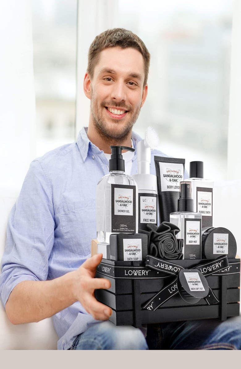 Lovery Luxury Spa Kit - Sandalwood 
Oak Scented Bath Gift Set 
Shower Basket, Alternate, color, Sandalwood 
Oak