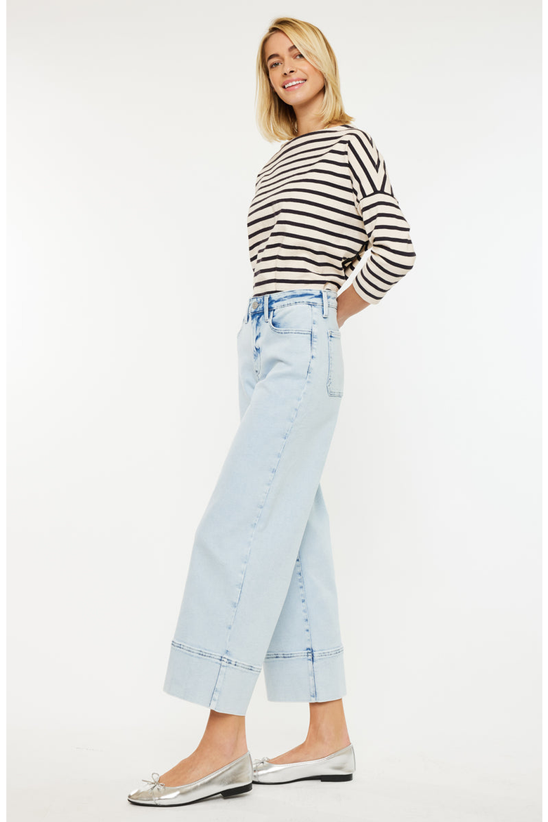Kassie Essentials Cropped Wide Leg Jeans, Alternate, color, Light Wash