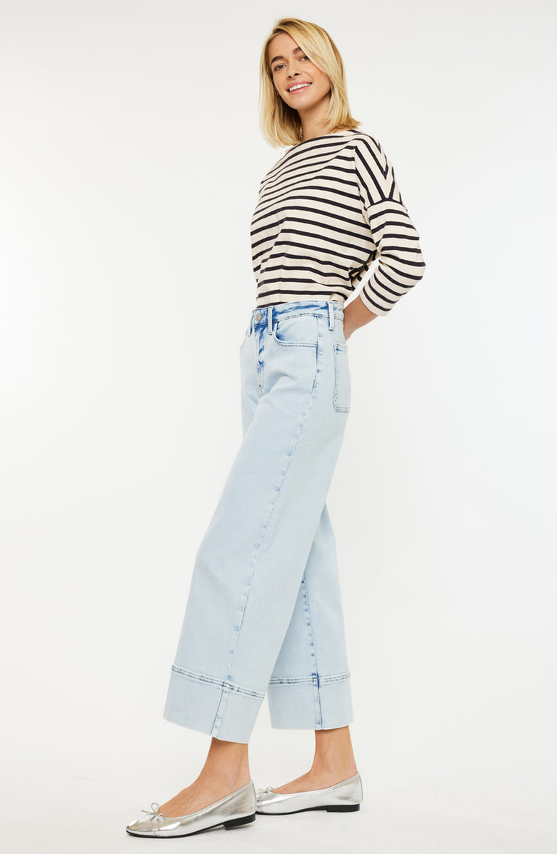 KanCan Kassie Essentials Cropped Wide Leg Jeans, Alternate, color, Light Wash