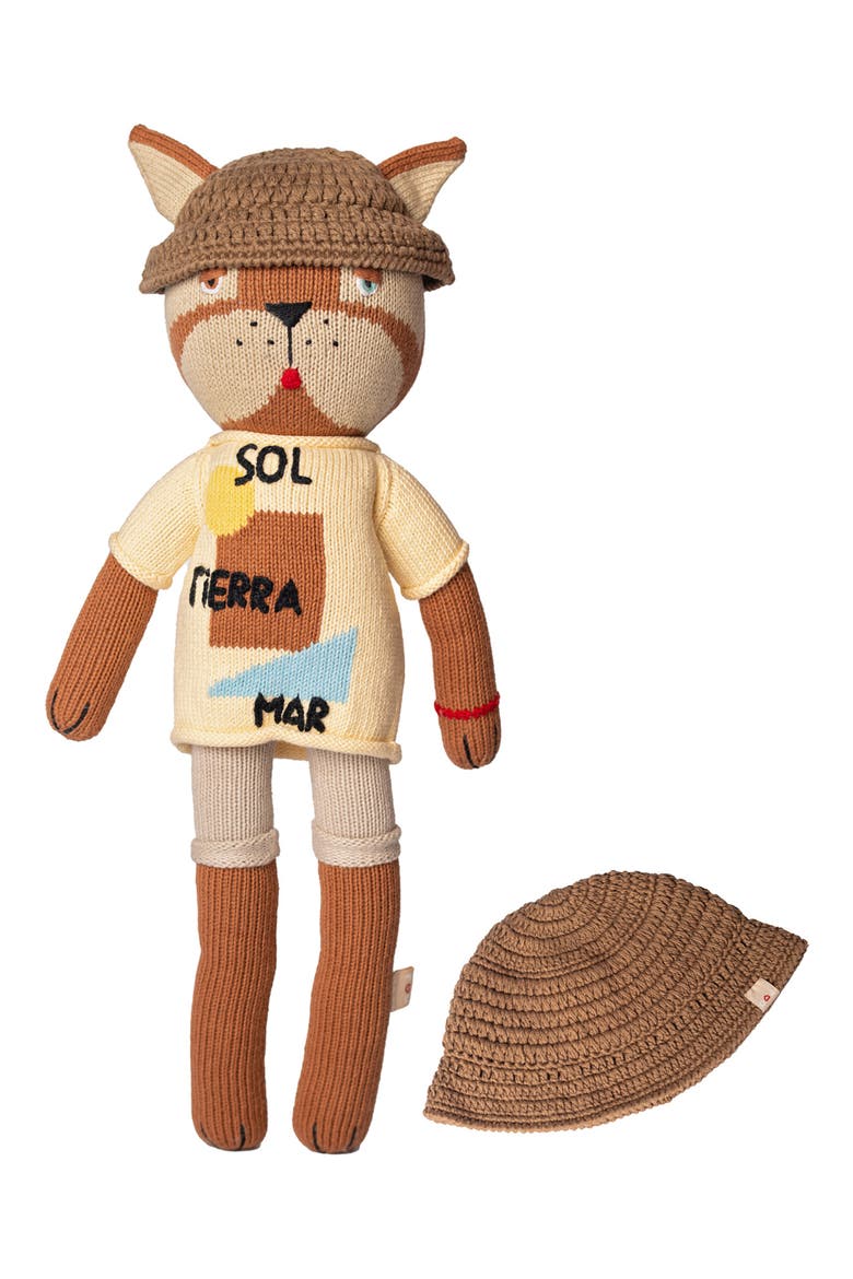 Jude the Dude Cotton Stuffed Animal & Hat Set, Main, color, ALMOND