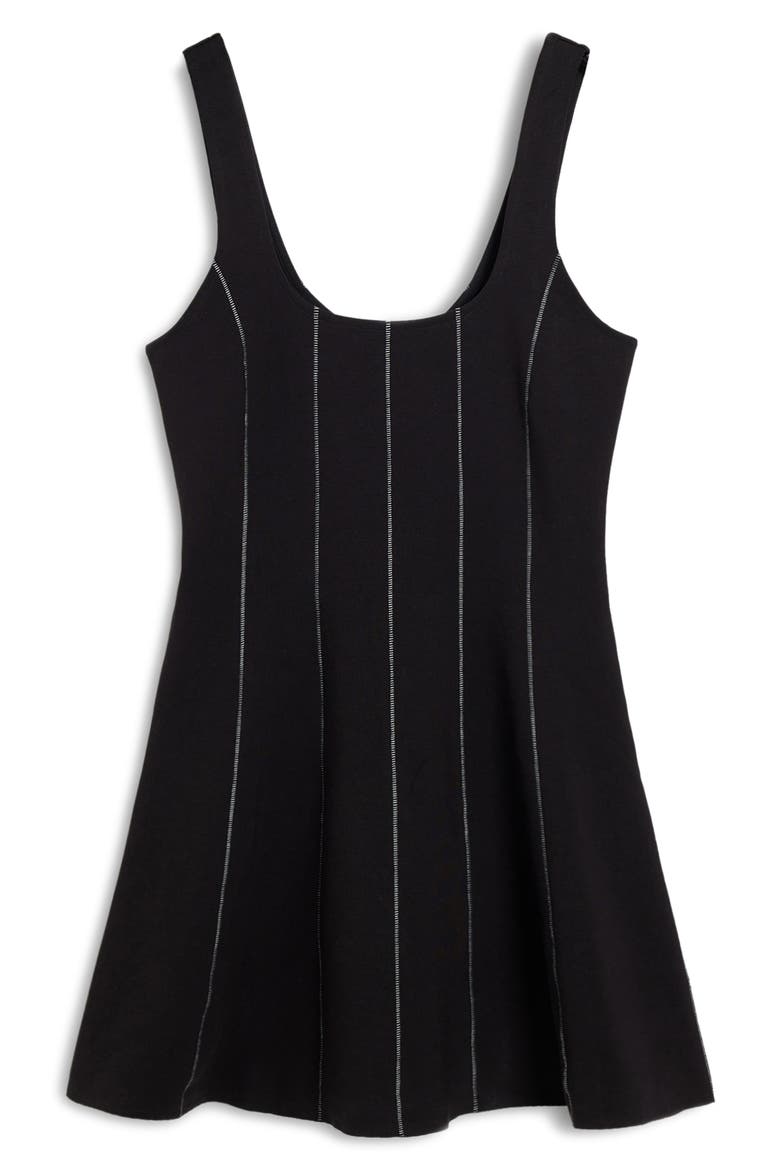 Embroidered Sleeveless Stretch Cotton Minidress, Alternate, color, BLACK