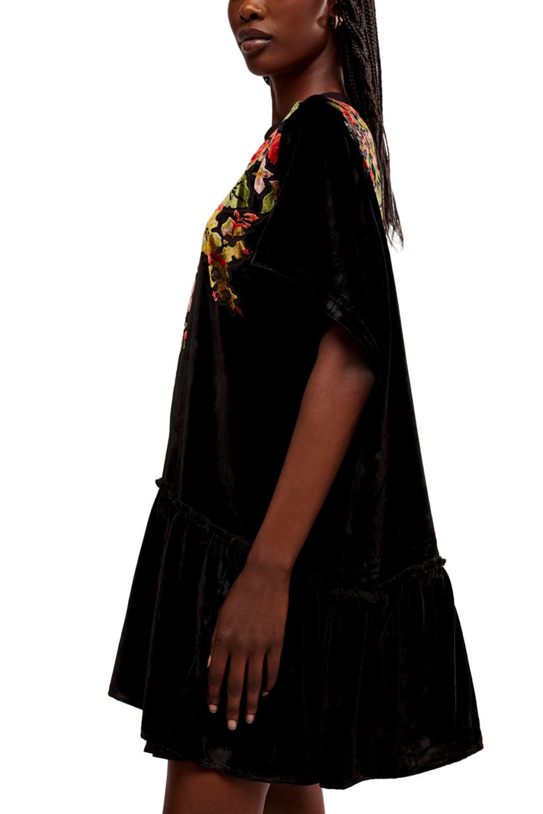 Sweet Echoes Floral Velvet Burnout Shift Minidress, Alternate, color, TWILIGHT COMBO