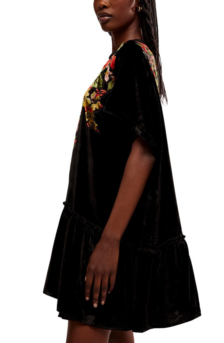 Free People Sweet Echoes Floral Velvet Burnout Shift Minidress, Alternate, color, 