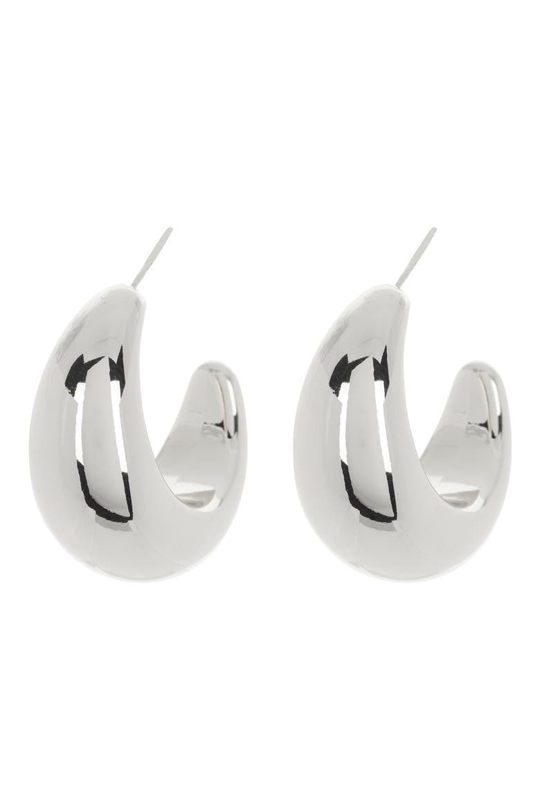 Eclipse Hoop Earrings, Main, color, SILVER