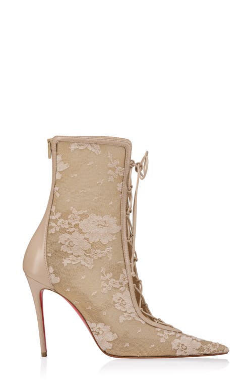 Christian Louboutin Retedentelle Lace-up Booties 100 In White