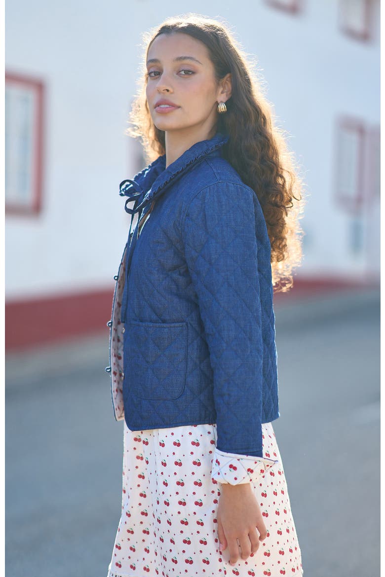 Chambray Quilted Jacket, Alternate, color, Blue