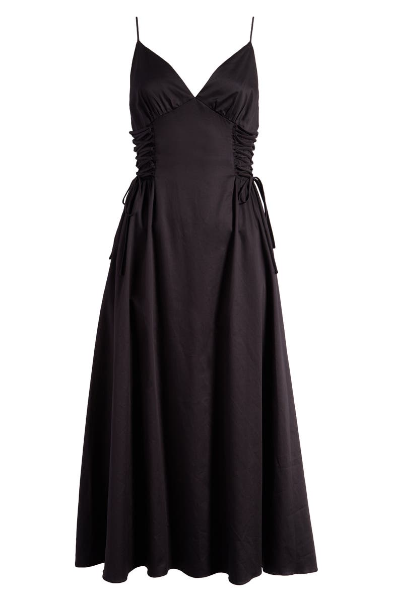 ASTR the Label Lace-Up Cotton Poplin Midi Dress, Alternate, color, 