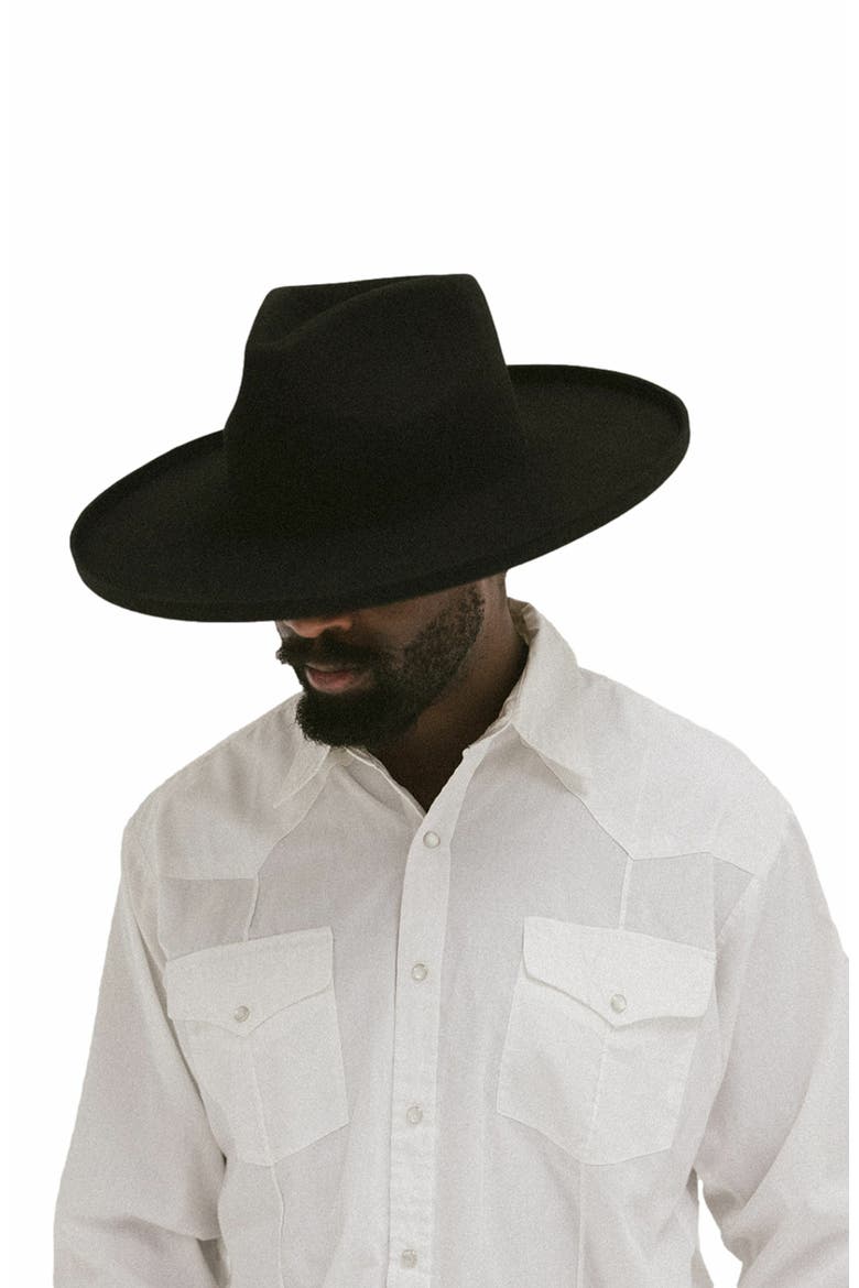 Five Points Wide Brim Fedora Hat, Alternate, color, Black