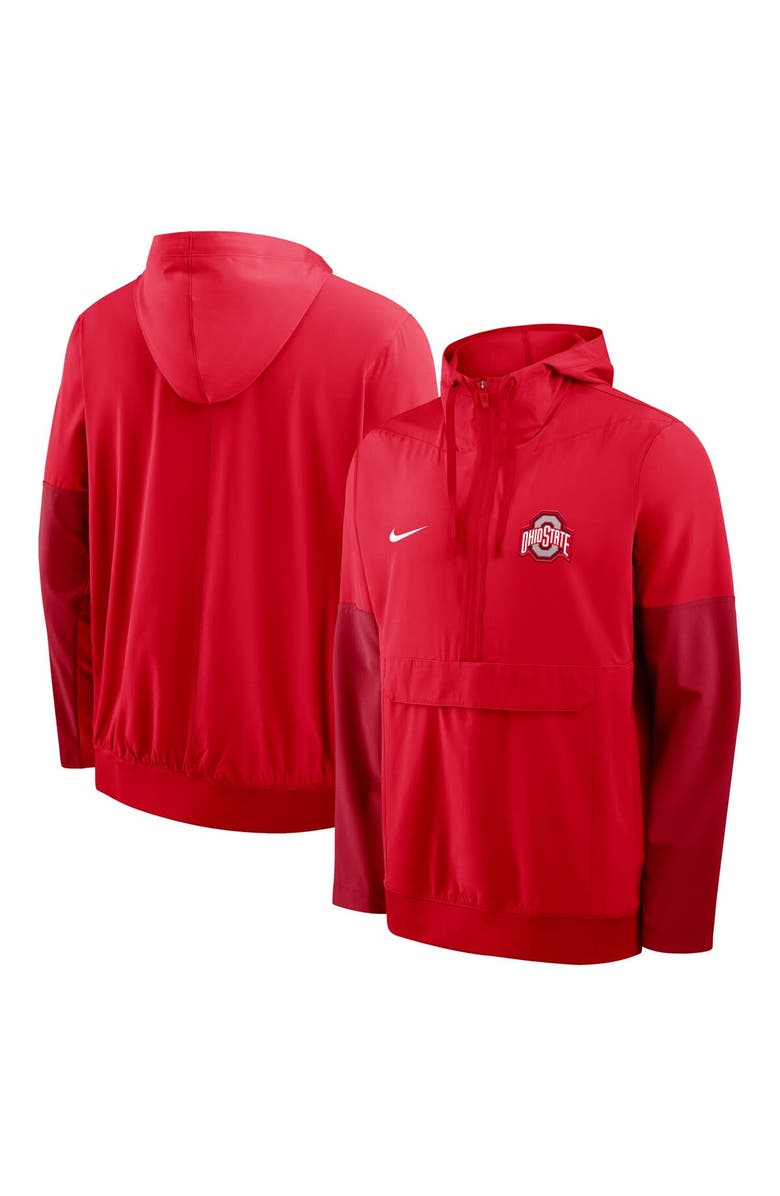 Nike Men's Nike Scarlet Ohio State Buckeyes Anorak Half-Zip Hoodie Jacket, Alternate, color, Scarlet
