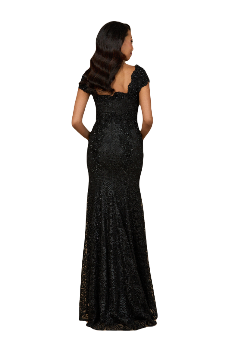 Fitted Lace Mermaid Gown, Alternate, color, Black