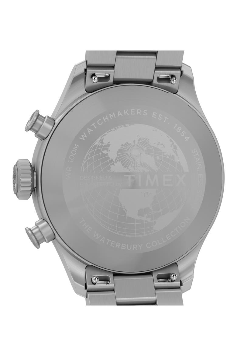 Waterbury Ace Chronograph Leather Strap Watch, 41mm, Alternate, color, SILVER