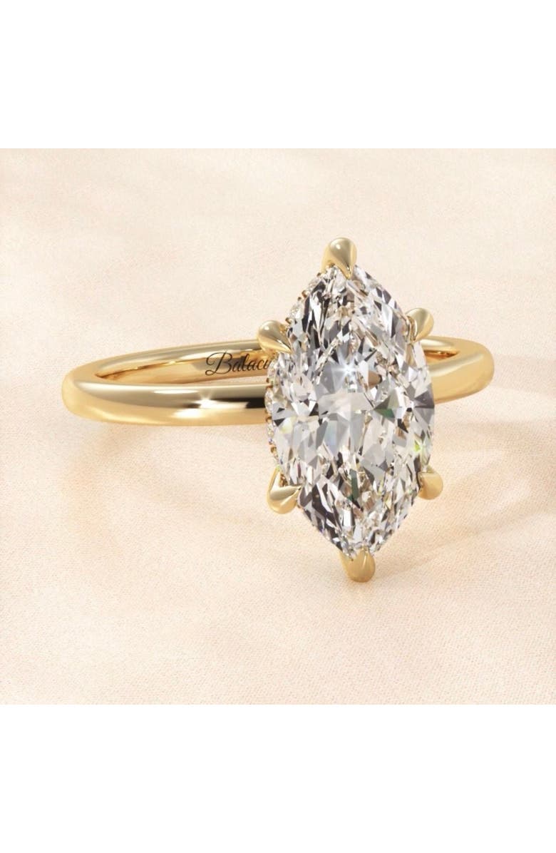 Balacia Marquise Diamond Solitaire Hidden Halo Engagement Ring, Alternate, color, Yellow Gold