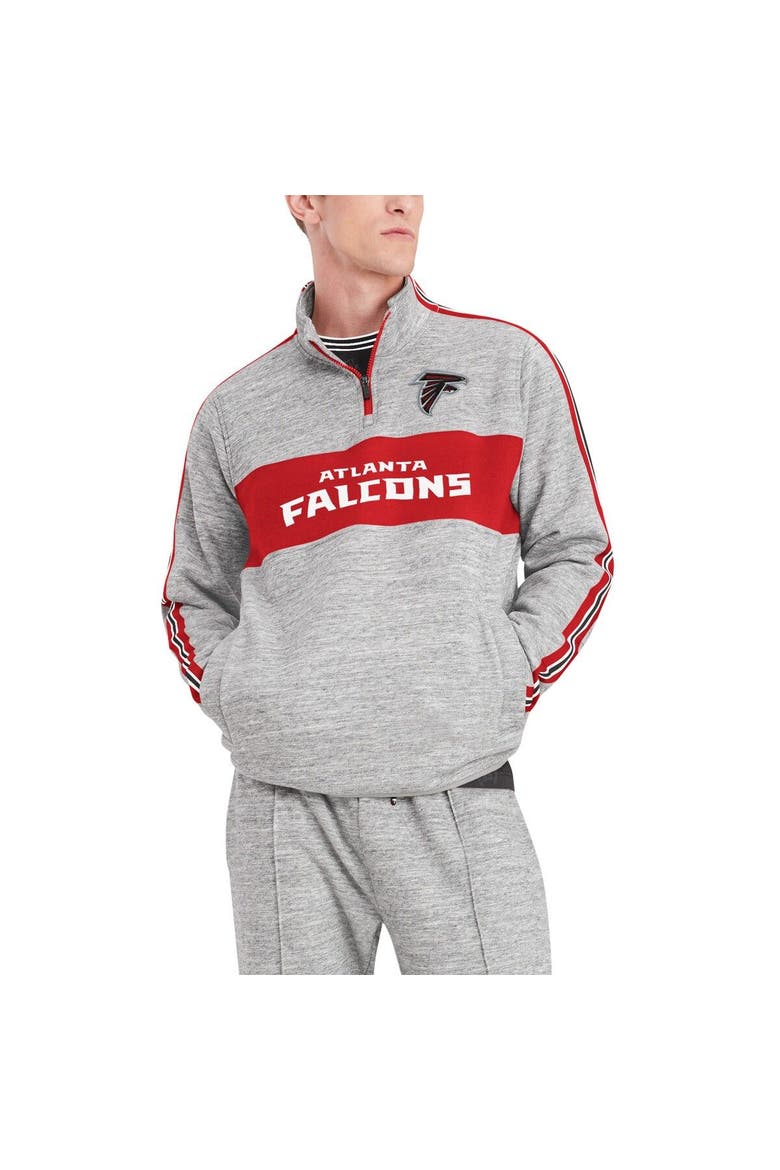 Men's Tommy Hilfiger Heathered Gray Atlanta Falcons Mario Quarter-Zip Jacket, Main, color, Heather Gray