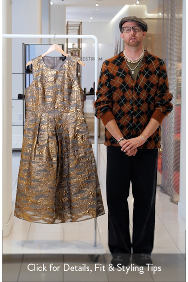 Metallic Jacquard Cocktail Midi Dress video