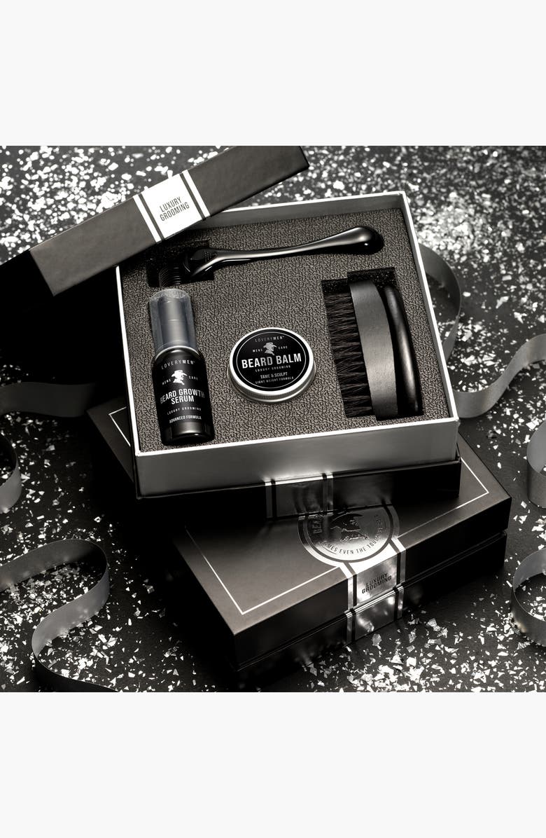 Lovery 5 Piece Beard Growth Kit with Growth Serum, Balm, Derma Roller, Comb, Brush, Alternate, color, NO COLOR