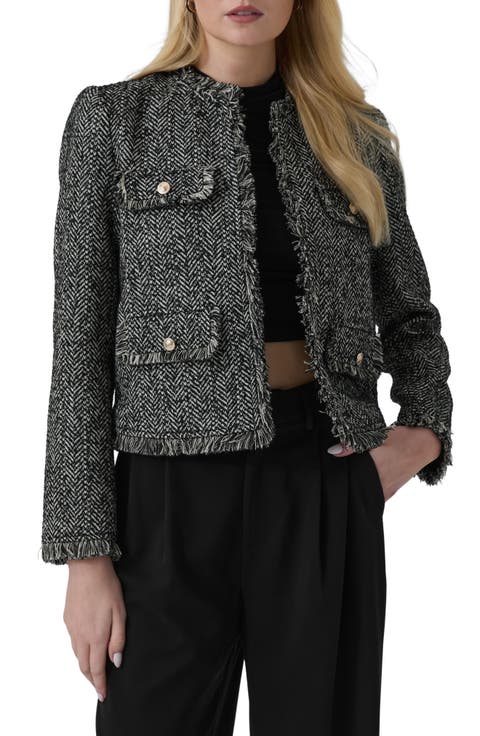 Jenny Fringed Herringbone Jacket