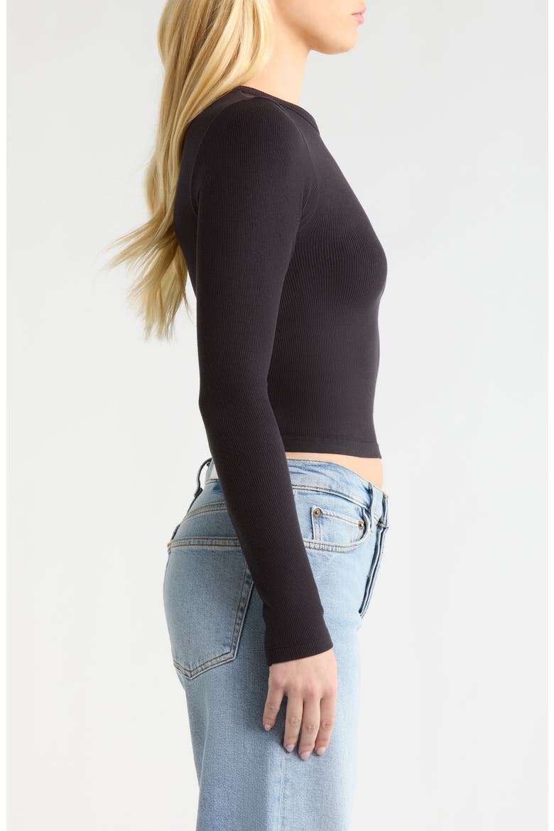 Softie Seamless Long Sleeve Crop T-Shirt, Alternate, color, BLACK