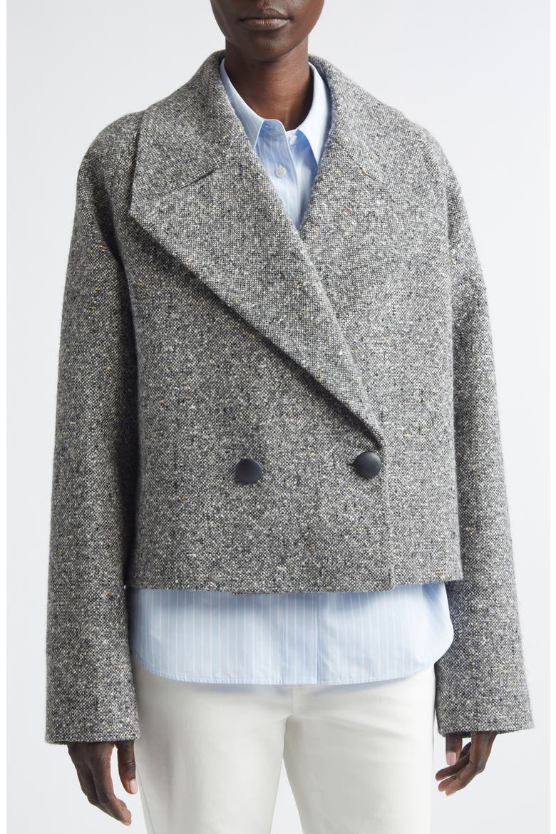 Wide Lapel Alpaca & Wool Blend Jacket, Alternate, color, GRAPHITE MULTI