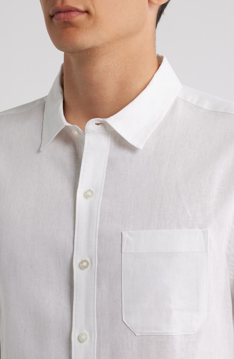 Mack Weldon Linen Button-Up Shirt, Alternate, color, Bright White