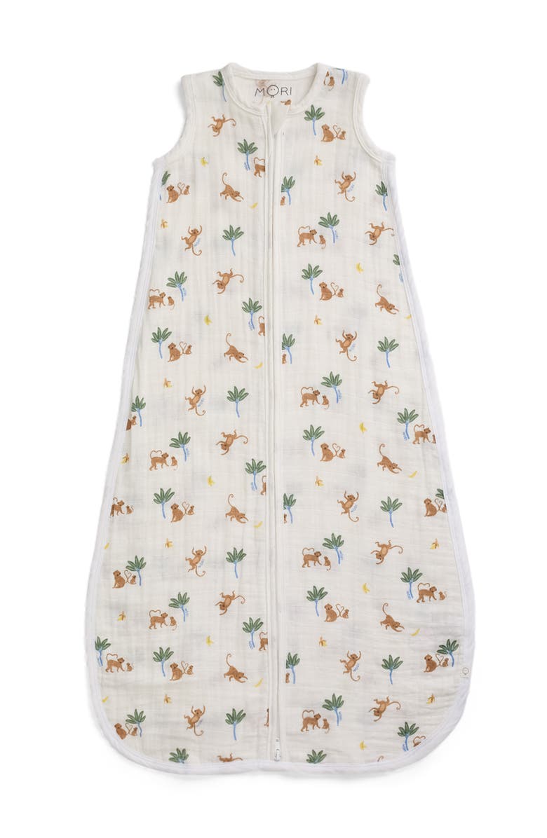 MORI Monkey Print Muslin Front Opening Sleeping Bag, Main, color, Monkey Print