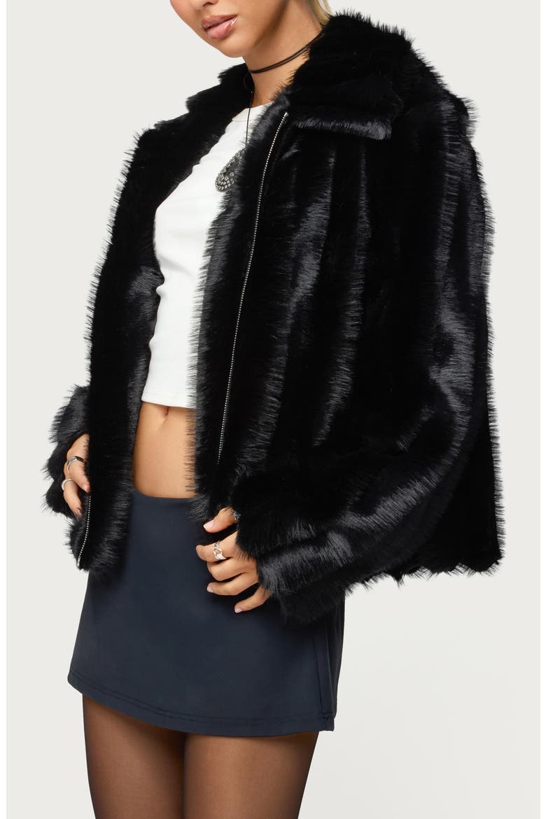 Tedi Faux Fur Jacket, Alternate, color, BLACK