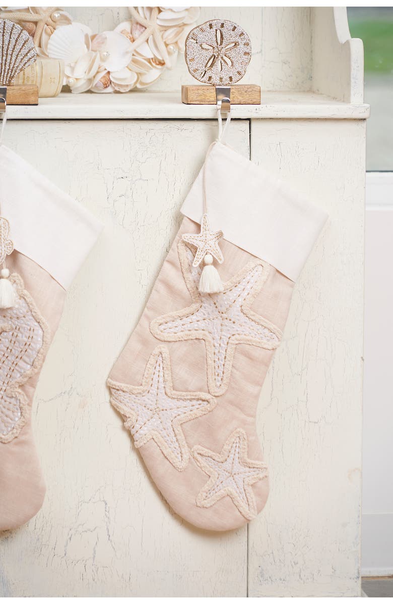 C&F Home Gold Coast Starfish Hanging Christmas Stocking 20", Alternate, color, Gold