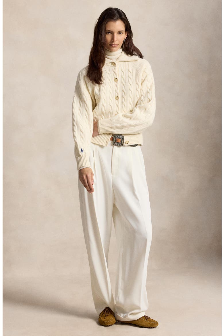 Cable Knit Cardigan, Alternate, color, WHITE
