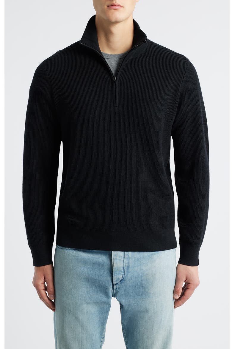Joel Merino Wool Blend Half Zip Sweater, Main, color, BLACK