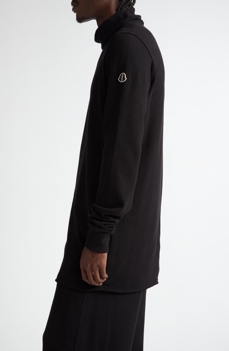 Moncler x Rick Owens Long Sleeve Cotton Rib Turtleneck Top, Alternate, color, 