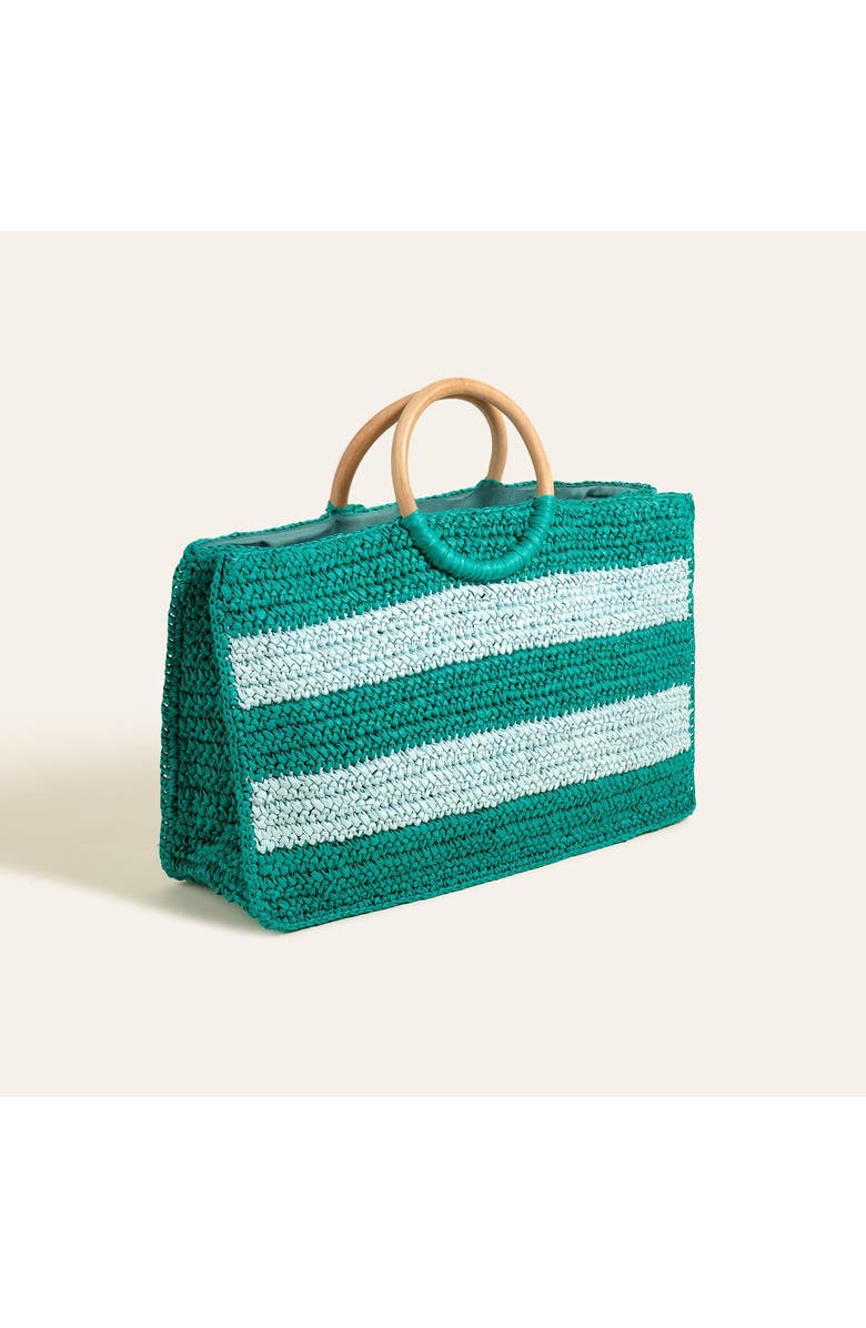 Zsa Zsa Zsu Delhi 100% Raffia Tote Bag 17X11 In, Alternate, color, Blue-Green