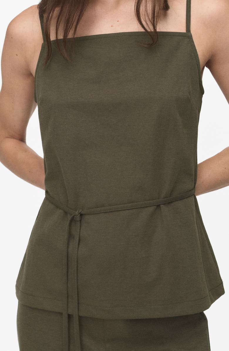 MANGO Waist Tie Camisole, Alternate, color, Khaki Green