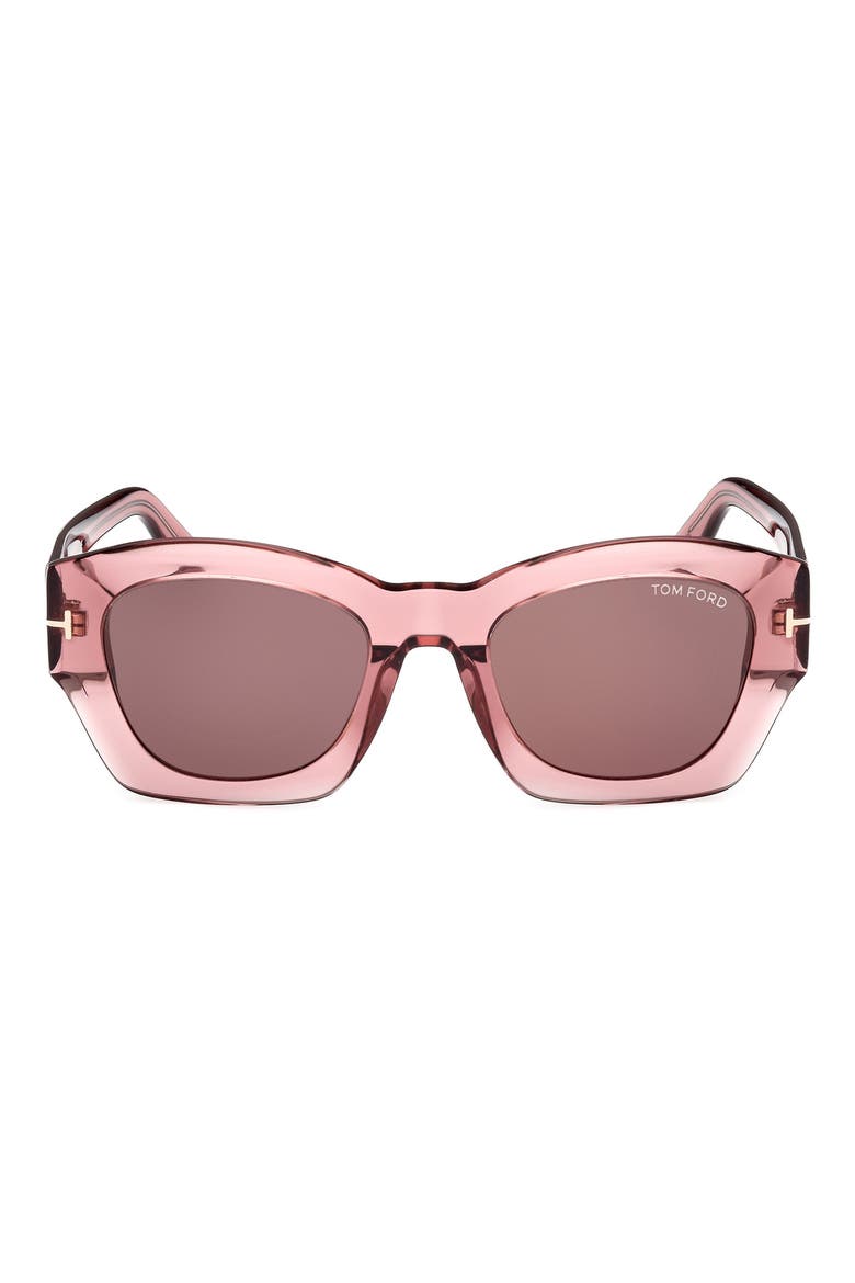 Guilliana 52mm Geometric Sunglasses, Main, color, SHINY PINK / BROWN