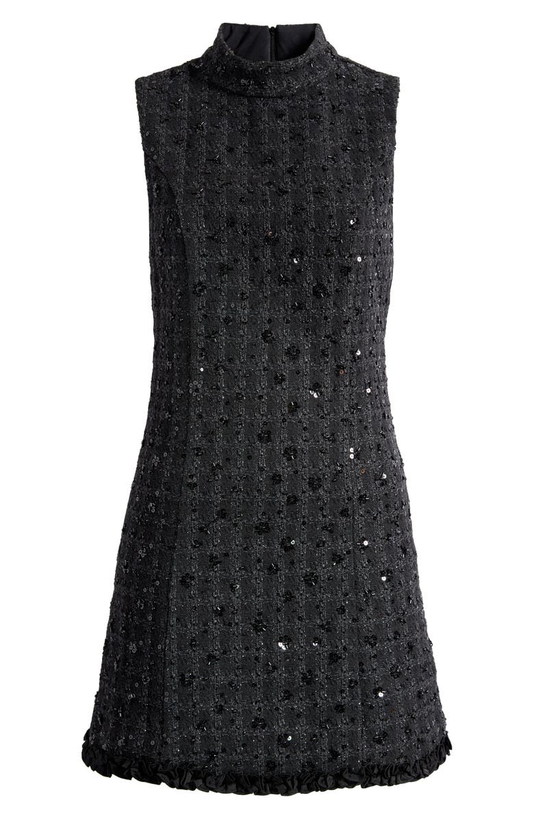 WAYF x Sara Walker Andie Sequin Sleeveless Bouclé Minidress, Alternate, color, Black