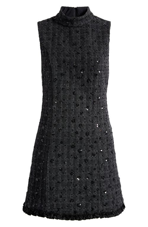 Wayf X Sara Walker Andie Sequin Sleeveless Bouclé Minidress In Black