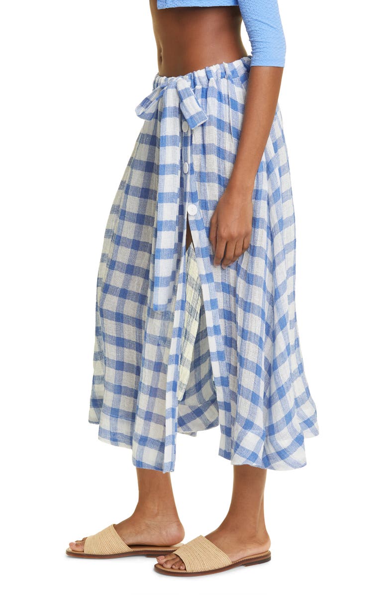 Lisa Marie Fernandez Farrah Check Linen Blend Circle Skirt, Alternate, color,