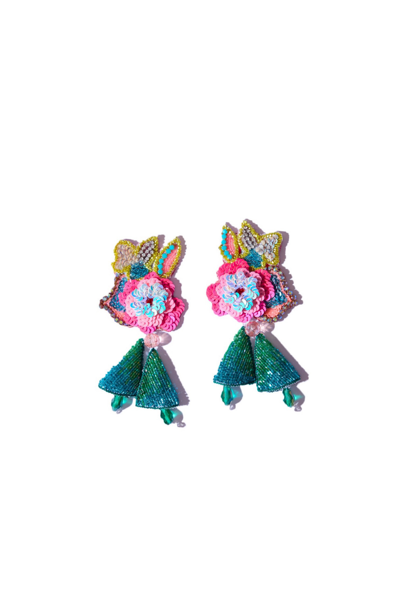 Bouquet Earrings, Main, color, Pink