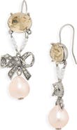 Tory Burch Curiosity Cultured Pearl & Ribbon Drop Earrings