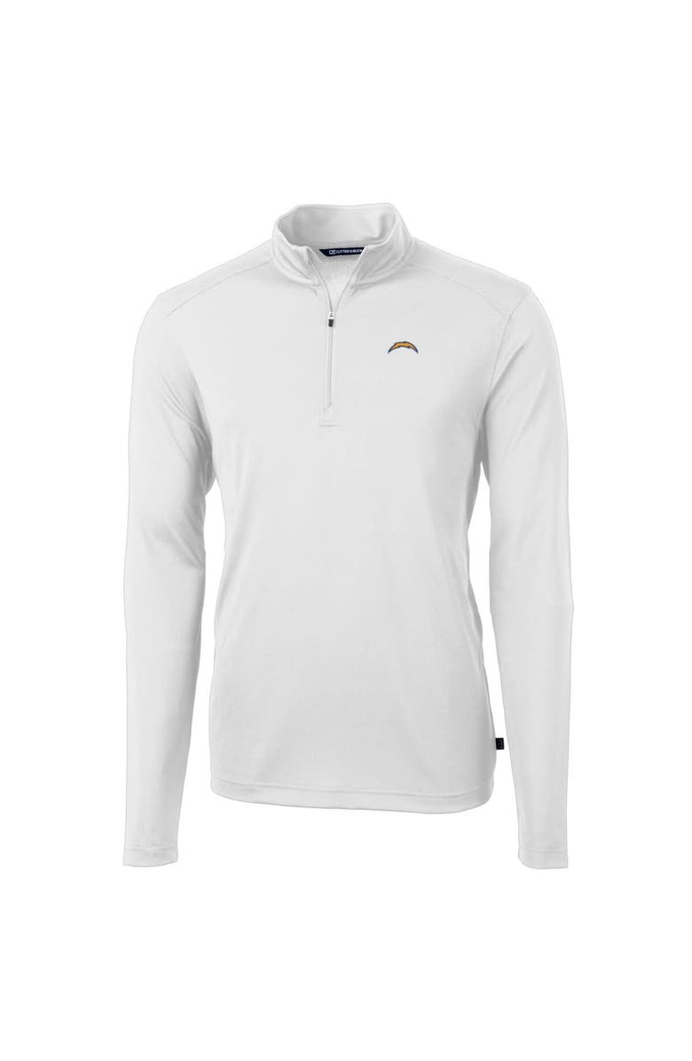 Cutter & Buck Men's Cutter & Buck White Los Angeles Chargers Big & Tall Virtue Eco Pique Quarter-Zip Pullover Jacket, Alternate, color, 