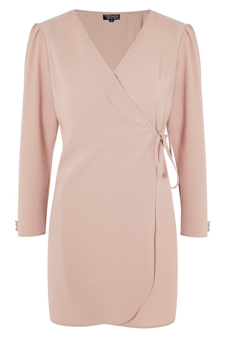 Crepe Wrap Minidress, Alternate, color, BLUSH